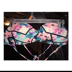 Tropical print bikini top